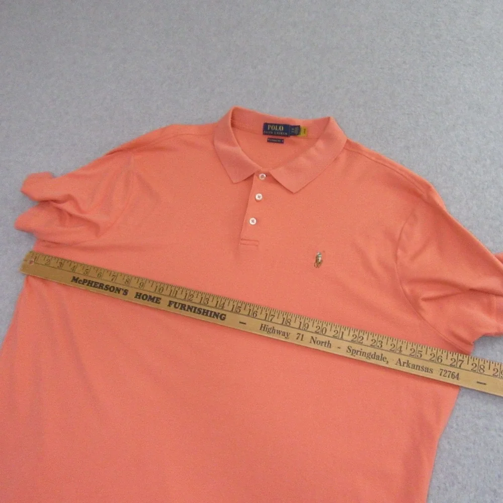 Polo Ralph Lauren Mens Polo‎ Shirt 2XL Orange Vintage Short Sleeve Golf